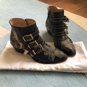 Chloe Boots - Susanna Stud Buckle Bootie Black